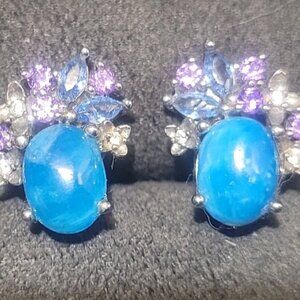 Sterling Silver Floral Apatite Earrings